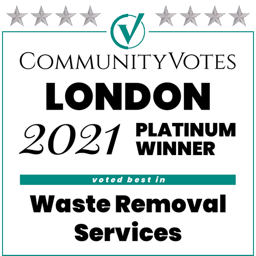 2021 London CommunityVotes Platinum Winner emblem for Waste Removal Services.