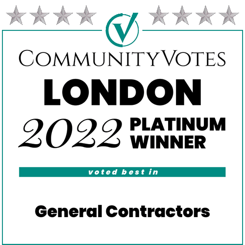 CommunityVotes London 2022 Platinum Winner award for General Contractors.