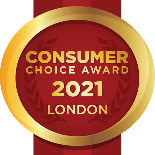 Consumer Choice Award 2021 seal for excellence in service in London.