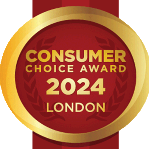 2024 Consumer Choice Award seal for distinguished service in London.