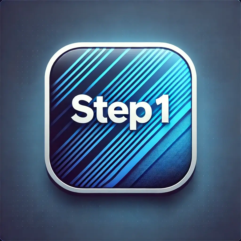 Blue step 1 icon indicating the first step in the scrap metal recycling process offered by That Metal Guy.