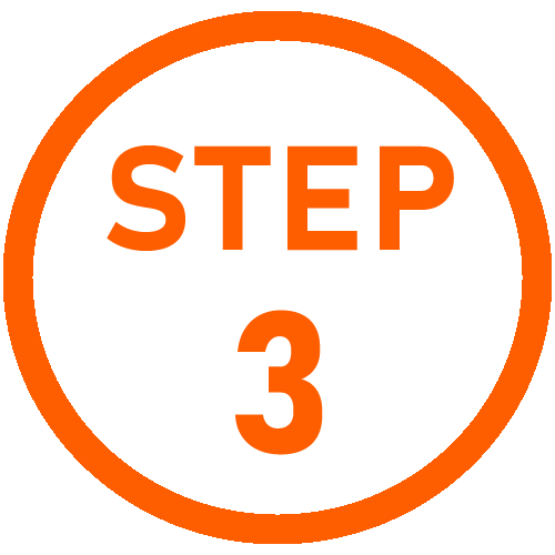 Orange circle denoting step 3 in the scrap metal recycling procedure.