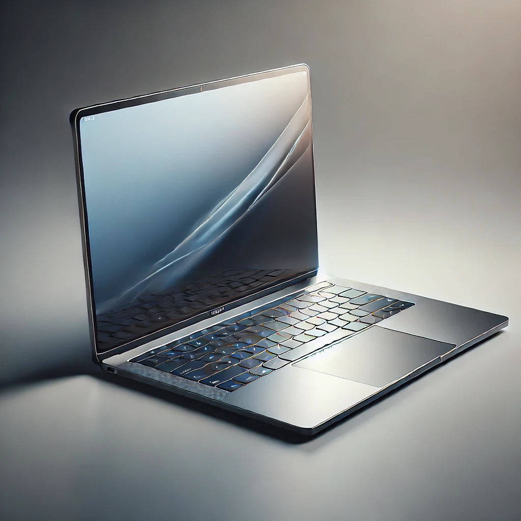 A sleek laptop computer with the screen open at an angle accepted for Electronics recycling